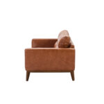 2-seater sofa upholstered in leather with Walnut wood legs