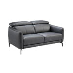 2-seater sofa upholstered in leather with black steel legs