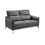 2-seater sofa upholstered in leather with black steel legs