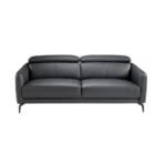 2-seater sofa upholstered in leather with black steel legs