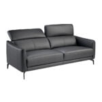 3-seater sofa upholstered in leather with black steel legs