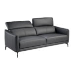 3-Sitzer-Sofa mit Lederbezug und schwarzen Stahlbeinen