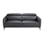 3-seater sofa upholstered in leather with black steel legs