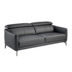 3-seater sofa upholstered in leather with black steel legs