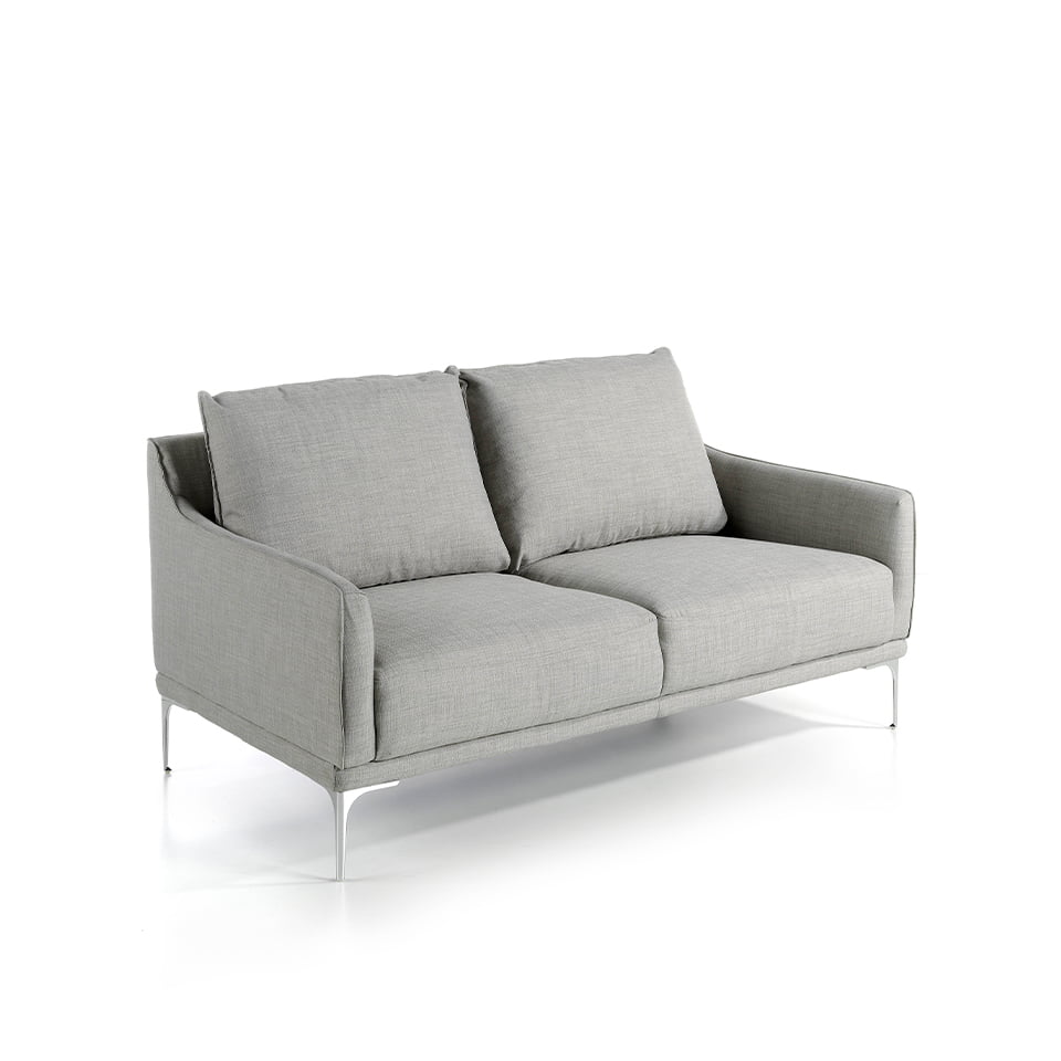 2-Sitzer-Sofa mit Stoffbezug und verchromten Stahlbeinenl
