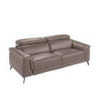 3-seater sofa upholstered in leather with black steel legs