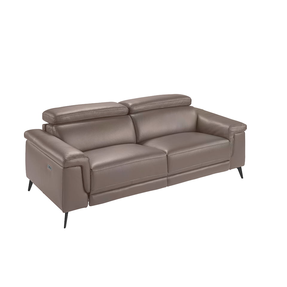 3-seater sofa upholstered in leather with black steel legs