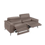 3-seater sofa upholstered in leather with black steel legs