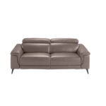 3-seater sofa upholstered in leather with black steel legs