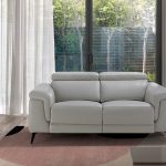 2 seater leather upholstered sofa with relax mechanism