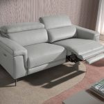 2 seater leather upholstered sofa with relax mechanism