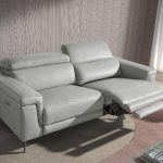 3 seater leather upholstered sofa with relax mechanisms