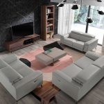 3 seater leather upholstered sofa with relax mechanisms