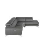 Leather upholstered corner sofa with relax mechanism