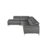 Leather upholstered corner sofa with relaxation mechanism