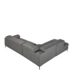 Leather upholstered corner sofa with relaxation mechanism