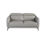 2 seater sofa upholstered in leather with black steel legs