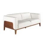 3 seater sofa upholstered in leather with walnut wood structure