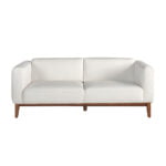 3 seater sofa upholstered in leather with walnut wood structure