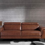 3 seater leather upholstered sofa with relax mechanism