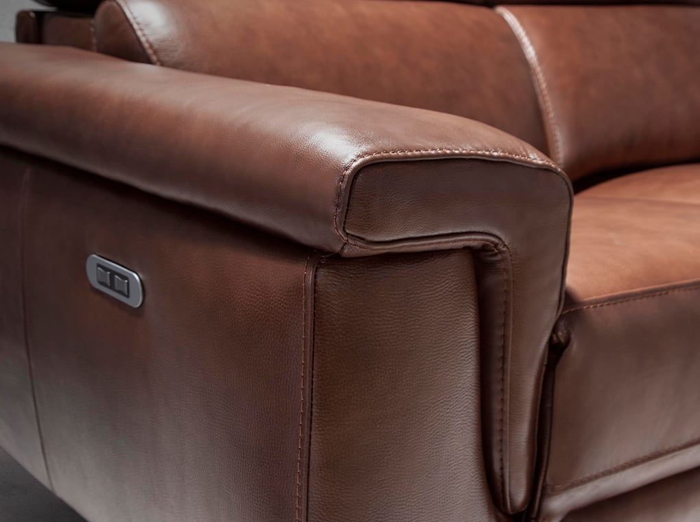 Canapé 3 places rembourré en cuir avec mécanisme de relaxation