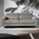 3 seater sofa upholstered in leather with relax mechanism