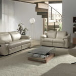 Sofá de 2 plazas tapizado en piel con mecanismos relax