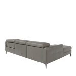 Chaise longue sofa upholstered in leather with electric relax mechanism