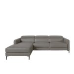 Chaise longue sofa upholstered in leather with electric relax mechanism