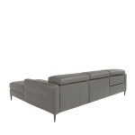 Chaise longue sofa upholstered in leather with electric relax mechanism