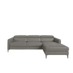 Chaise longue sofa upholstered in leather with electric relax mechanism