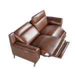 3 seater sofa upholstered in leather with electric relax mechanism