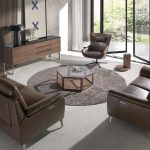 3 seater sofa upholstered in leather with electric relax mechanism
