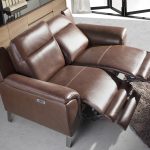 3 seater sofa upholstered in leather with electric relax mechanism