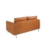 2 seater sofa upholstered in leather with darkened steel legs