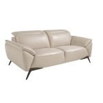 2-Sitzer-Sofa, gepolstert mit taupefarbenem Leder und schwarzen Stahlbeinen