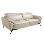 3 seater sofa upholstered in taupe grey leather and black steel legs