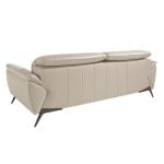 3 seater sofa upholstered in taupe grey leather and black steel legs