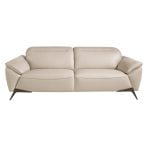 3 seater sofa upholstered in taupe grey leather and black steel legs