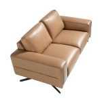 2 seater sofa upholstered in leather and black steel legs