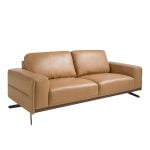 3 seater sofa upholstered in leather and black steel legs