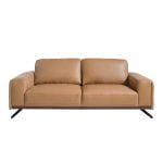 3 seater sofa upholstered in leather and black steel legs