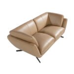 2 seater sofa upholstered in leather and black steel legs