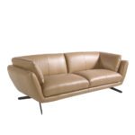 3 seater sofa upholstered in leather and black steel legs