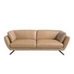 3 seater sofa upholstered in leather and black steel legs