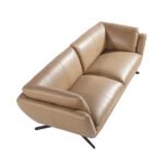 3 seater sofa upholstered in leather and black steel legs
