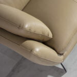 3 seater sofa upholstered in leather and black steel legs