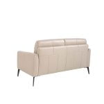2 seater sofa upholstered in taupe grey leather and black steel legs