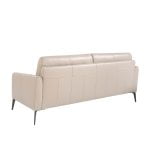 3 seater sofa upholstered in taupe grey leather with black steel legs