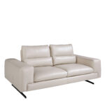 2 seater sofa upholstered in leather Taupe Grey color
